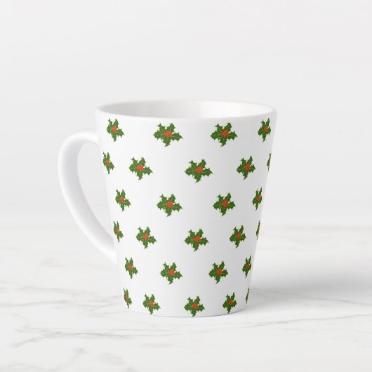 Tasse Latte Christmas Holly Motif (Angle gauche)