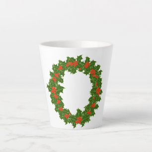 Tasse Latte Christmas Holly Wreath petite