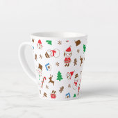 Tasse Latte Christmas pattern icon santa tree happy gift (Angle gauche)