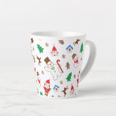 Tasse Latte Christmas pattern icon santa tree happy gift (Angle droit)