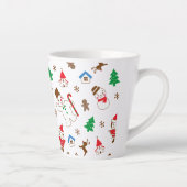 Tasse Latte Christmas pattern icon santa tree happy gift (Droite)