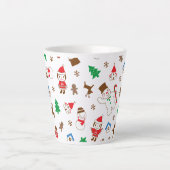 Tasse Latte Christmas pattern icon santa tree happy gift (Devant)
