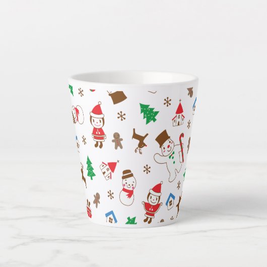 Tasse Latte Christmas pattern icon santa tree happy gift (Devant)