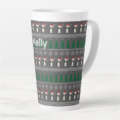 Tasse Latte Christmas Snowflakes, Santa Dog, Tree (Angle droit)