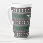 Tasse Latte Christmas Snowflakes, Santa Dog, Tree (Angle gauche)