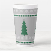 Tasse Latte Christmas Tree and Snowflakes Pattern, (Devant)