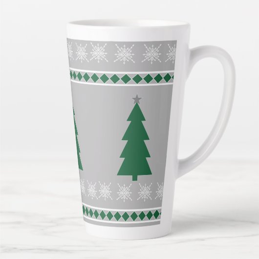 Tasse Latte Christmas Tree and Snowflakes Pattern, (Droite)