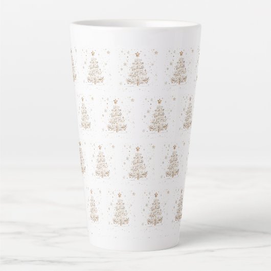 Tasse Latte Christmas Tree Beige Seamless Pattern (Devant)