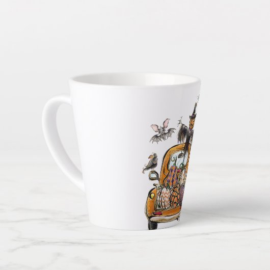 Tasse Latte Chute Citrouille Patuck avec chauve-souris épouvan (Angle gauche)