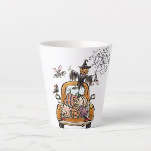 Tasse Latte Chute Citrouille Patuck avec chauve-souris épouvan (Devant)