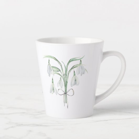 Tasse Latte Chute de neige Janvier Fleur de naissance Céramiqu (Droite)