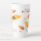 Tasse Latte Chute en amour Bonjour Automne Feuilles Fête des m (Devant)