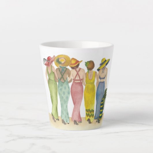 Tasse Latte Cinq femmes Beach Baby amis s'amuser (Devant)