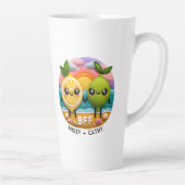 Tasse Latte Citation BFF mignonne Caractères citron et chaux C (Droite)