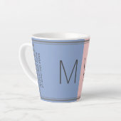 Tasse Latte Citation Christian Monogramme rose bleu (Angle gauche)