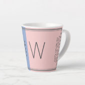 Tasse Latte Citation Christian Monogramme rose bleu (Angle droit)