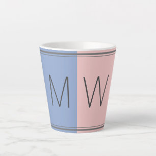Tasse Latte Citation Christian Monogramme rose bleu