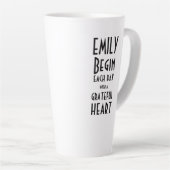Tasse Latte Citation Coeur Grateful Monogramme Nom Tall Latte  (Angle droit)