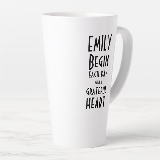 Tasse Latte Citation Coeur Grateful Monogramme Nom Tall Latte (Angle droit)