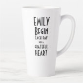 Tasse Latte Citation Coeur Grateful Monogramme Nom Tall Latte  (Droite)