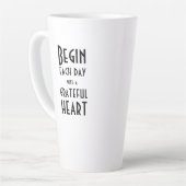 Tasse Latte Citation Coeur Grateful Noir Blanc Grand (Angle gauche)