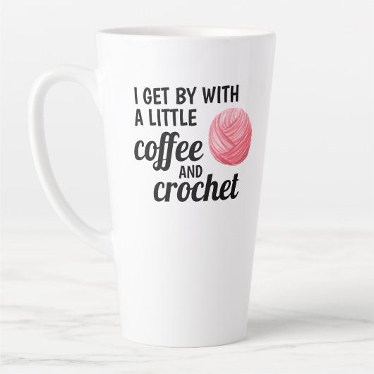 Tasse Latte Citation Crochet et café Fil rose (Gauche)