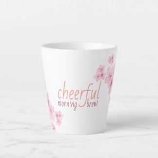 Tasse Latte Citation de Boisson Joyeuse du Matin avec Cerisier