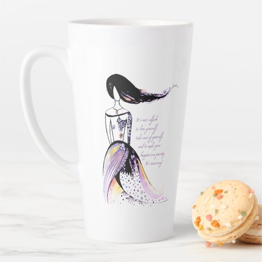 Tasse Latte Citation de dame illustrée d'inspiration Self LOVE (En situation)