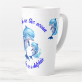 Tasse Latte Citation de dauphins d'aquarelle | (Angle droit)