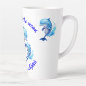 Tasse Latte Citation de dauphins d'aquarelle | (Droite)