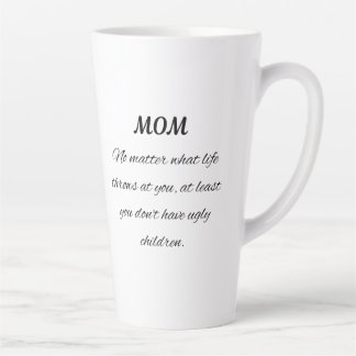 Tasse Latte Citation de maman drôle - Art de script élégant