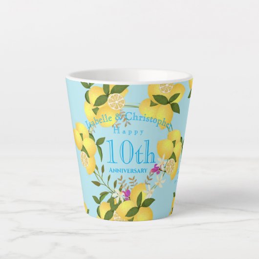 Tasse Latte Citation de mariage Lemon Squeeze Bleu (Devant)