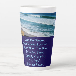 Tasse Latte Citation de motivation de plage : Comme les vagues