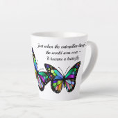Tasse Latte Citation de papillons Motivation inspirante (Angle droit)