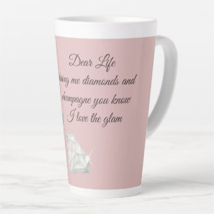 Tasse Latte Citation Diamants & Champagne – Édition Cher La Vi