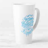 Tasse Latte Citation positive de café Calligraphie Bleue Haut  (Angle droit)
