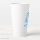 Tasse Latte Citation positive de café Calligraphie Bleue Haut  (Devant)