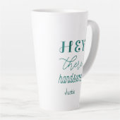 Tasse Latte Citation Vert Blanc Beau Hommes Script (Angle droit)