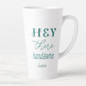 Tasse Latte Citation Vert Blanc Beau Hommes Script (Droite)