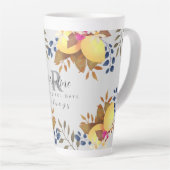 Tasse Latte Citron chic gris monogramme (Angle droit)