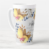 Tasse Latte Citron chic gris monogramme (Angle gauche)