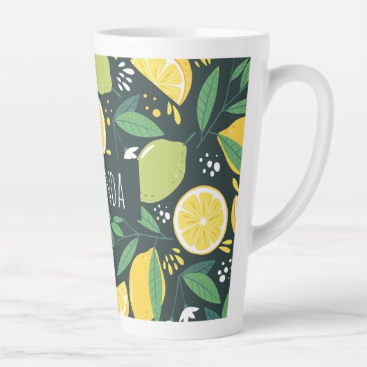 Tasse Latte Citron et Limon Motif de fruits en vert et jaune (Droite)
