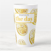 Tasse Latte Citrons Jaunes Modernes Motif & Squeeze La Journée (Devant)
