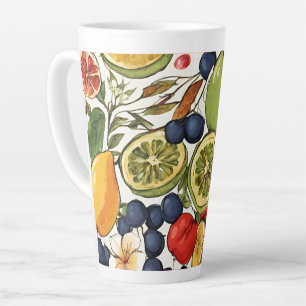 Tasse Latte Citrons méditerranéens, citrons et fleurs. Peints