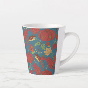 Tasse Latte Citrouille et carotte sans couture motif rouge et