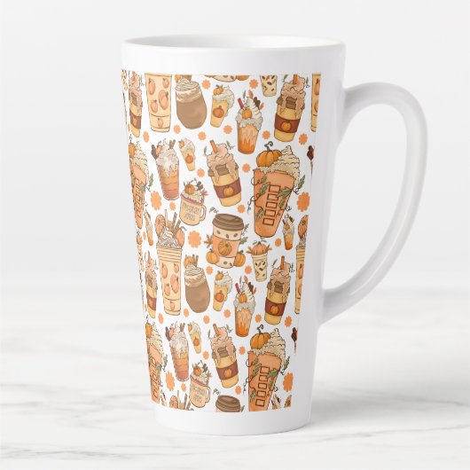Tasse Latte Citrouille Latte de café d'automne Motif (Droite)