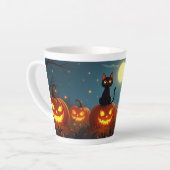 Tasse Latte Citrouille patch de chat noir (Angle gauche)
