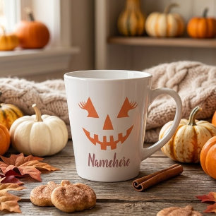 Tasse Latte Citrouille personnalisée Jack O Lantern Halloween