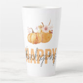 Tasse Latte Citrouilles d'aquarelle et Bon thanksgiving orange (Devant)