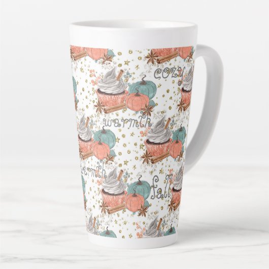 Tasse Latte Citrouilles d'automne cosy (Angle droit)